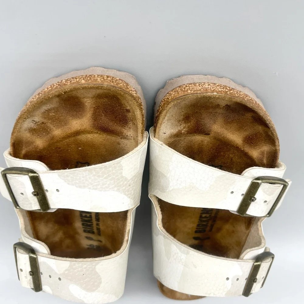 Birkenstock Womens 36 5 Arizona Sandals White Cream Desert Camo Gorpcore Boho